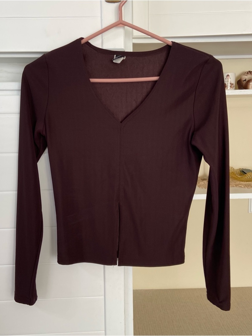 Vintage 90s Brown v-neck long sleeve